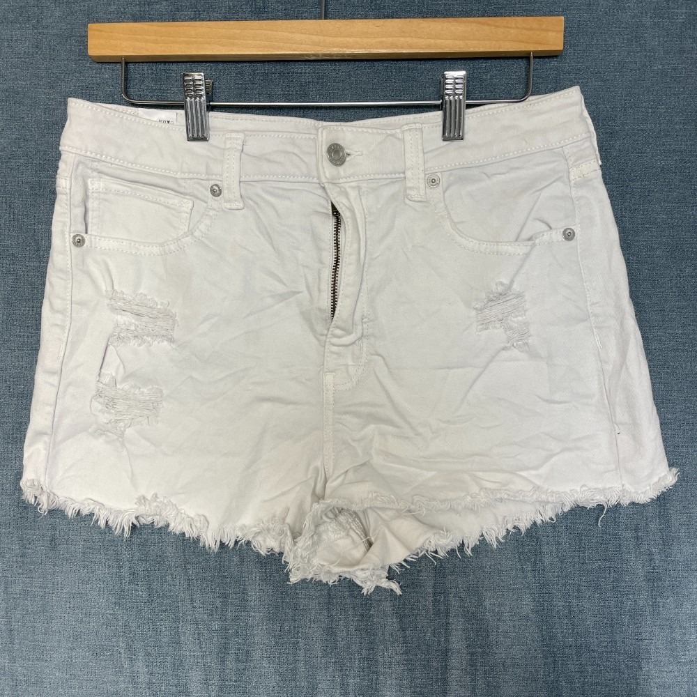 American Eagle Outfitters Cut Off Shorts Women 31 White Denim Distressed Raw Hem
